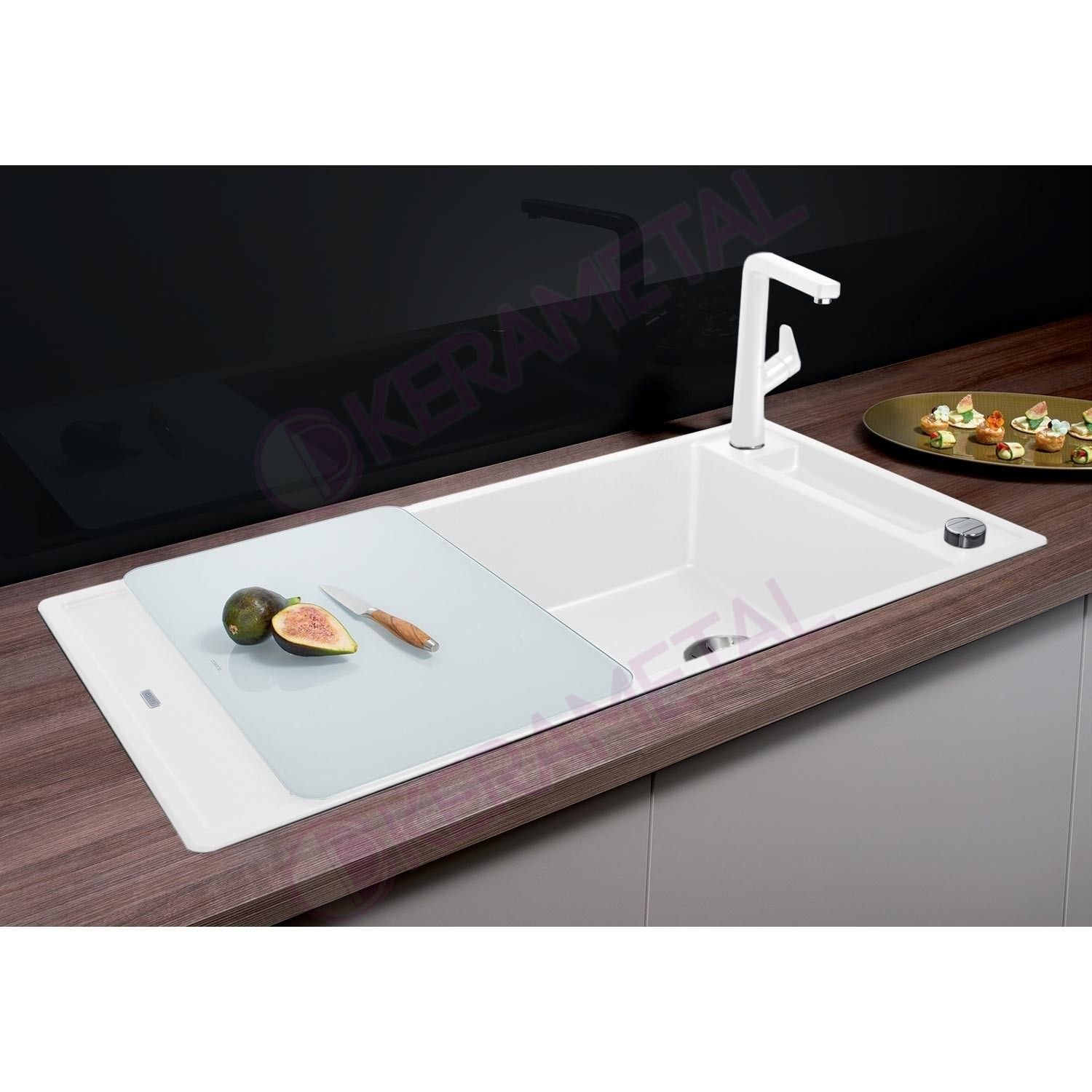 Кухонная мойка Blanco Axia III XL 6 S с белой доской из стекла 523514